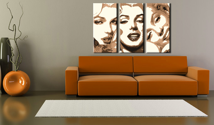 Ručno slikane slike na platnu na platnu POP Art Marilyn MONROE 3-dijelna