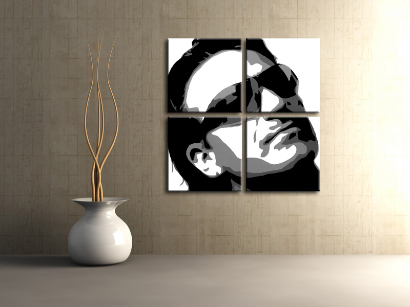 Ručno slikane slike na platnu na platnu POP Art Bono-U2 4-dijelna 