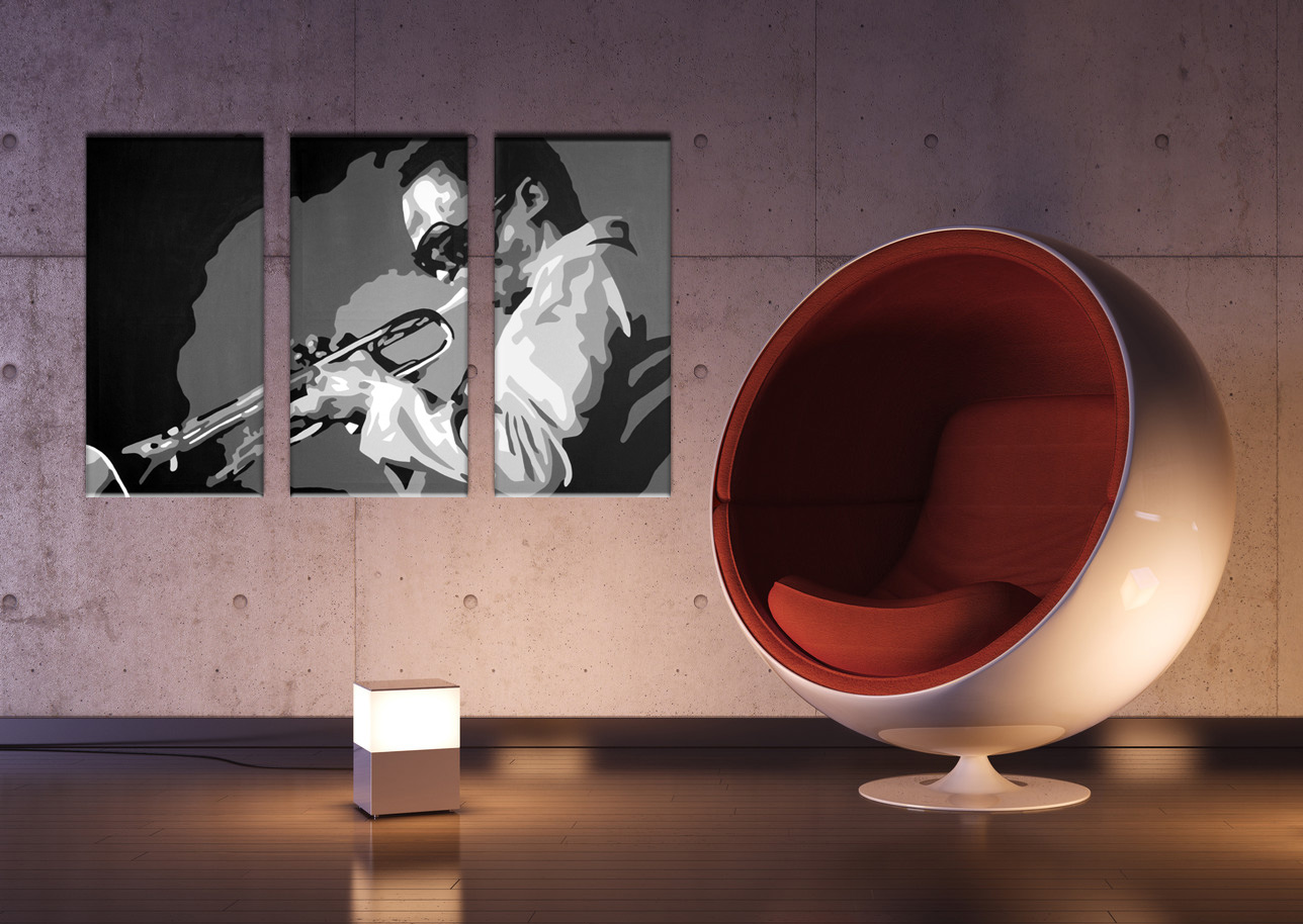 Ručno slikane slike na platnu na platnu POP Art Miles Davis 3-dijelna 