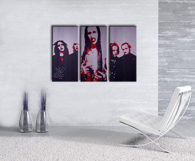 Ručno slikane slike na platnu na platnu POP Art Marilyn Manson 3-dijelna