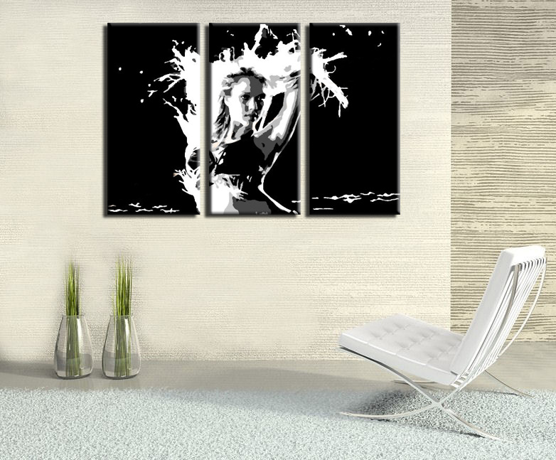Ručno slikane slike na platnu na platnu POP Art Jessica Alba 3-dijelna 