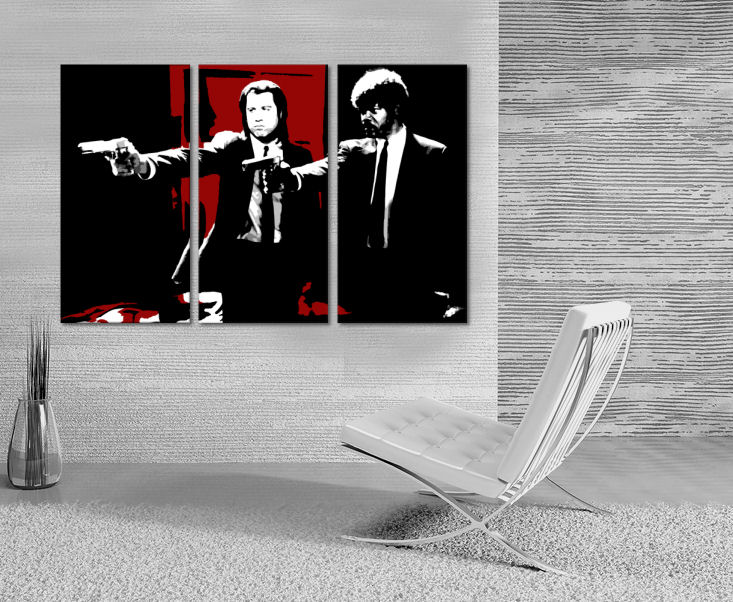 Ručno slikane slike na platnu na platnu POP Art Pulp Fiction 3-dijelna 