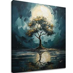 Moderni zidni dekor Drvo mjesečeve noći - PREMIUM ART