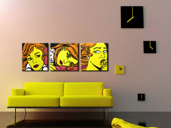 Ručno oslikana POP Art slika LICHTENSTEIN 3 dijela li7 | različite veličine