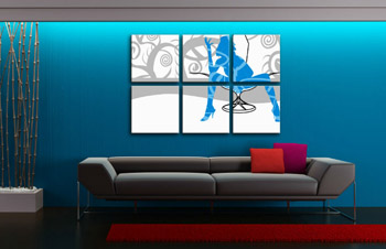 Ručno oslikana POP Art slika Plava žena, 6 dijelova, crno-bijela | različite veličine