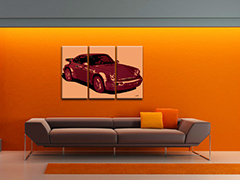 Ručno oslikana POP Art slika PORSCHE 911, 3 dijela, por | različite veličine