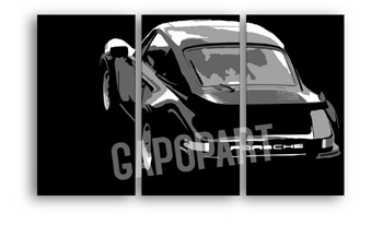 Ručno oslikana POP Art slika PORSCHE 911, 3 dijela, por4 | različite veličine