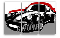 Ručno oslikana POP Art slika PORSCHE 911, 3 dijela, por5 | različite veličine