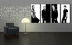 Ručno oslikana POP Art slika U2 u crnoj boji od 4 dijela U2 | različite veličine
