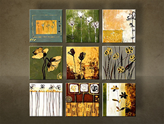 Ručno oslikana slika CVIJEĆE 9 dijelova NU0042E9 | različite veličine