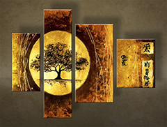 Ručno oslikana slika stabla, 4 dijela NU0024E4 | različite veličine