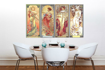 Slika na platnu 4 dijela ČETIRI GODIŠNJA DOBA 120x70 cm - Alfons Mucha 000 REP236