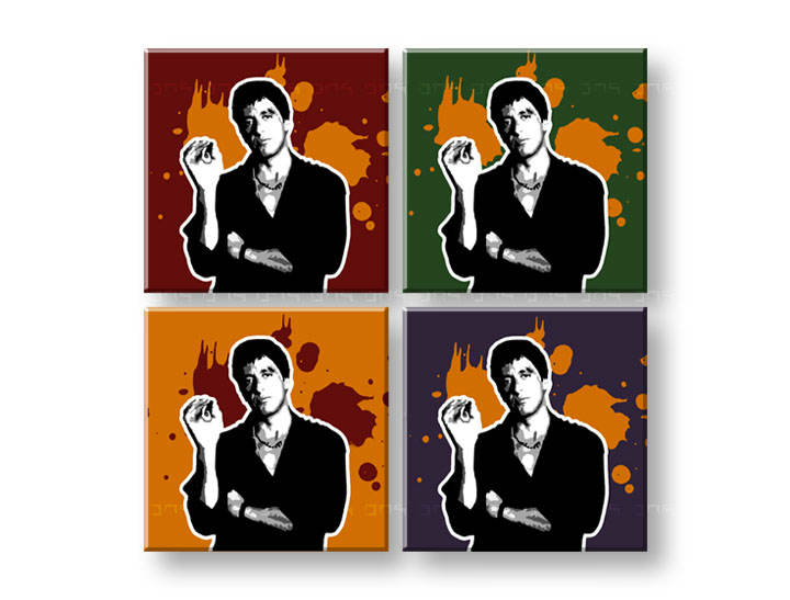 Ručno slikane slike na platnu na platnu POP Art Scarface - AL PACINO 4-dijelna 1