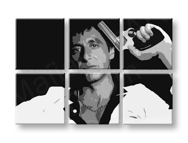 Ručno slikane slike na platnu na platnu POP Art Scarface - AL PACINO 6-dijelna 1