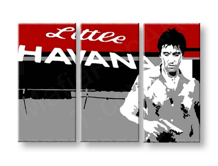 Ručno slikane slike na platnu na platnu POP Art Scarface - AL PACINO 3-dijelna 1