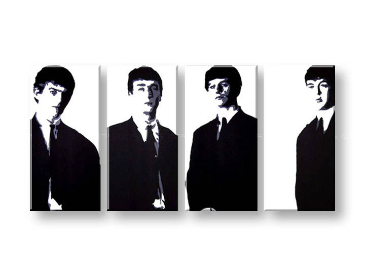 Ručno slikane slike na platnu na platnu POP Art Beatles 4-dijelna 