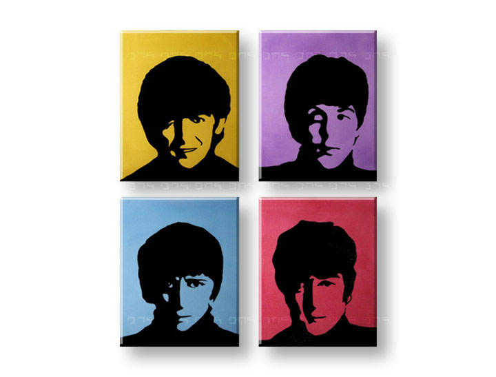 Ručno slikane slike na platnu na platnu POP Art BEATLES 4-dijelna 