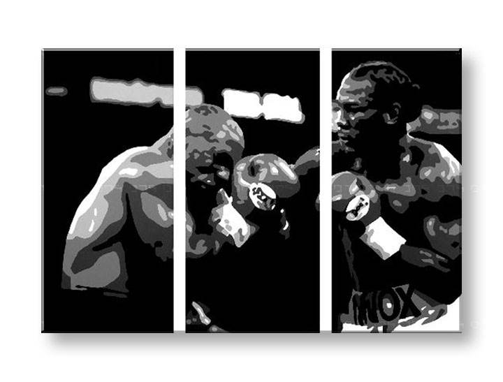 Ručno slikane slike na platnu na platnu POP Art Tyson vs. Lewis 3-dijelna