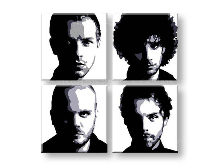 Ručno slikane slike na platnu na platnu POP Art Coldplay 4-dijelna 