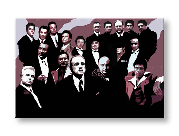 Ručno slikane slike na platnu na platnu POP Art The MAFIA Family 2-dijelna