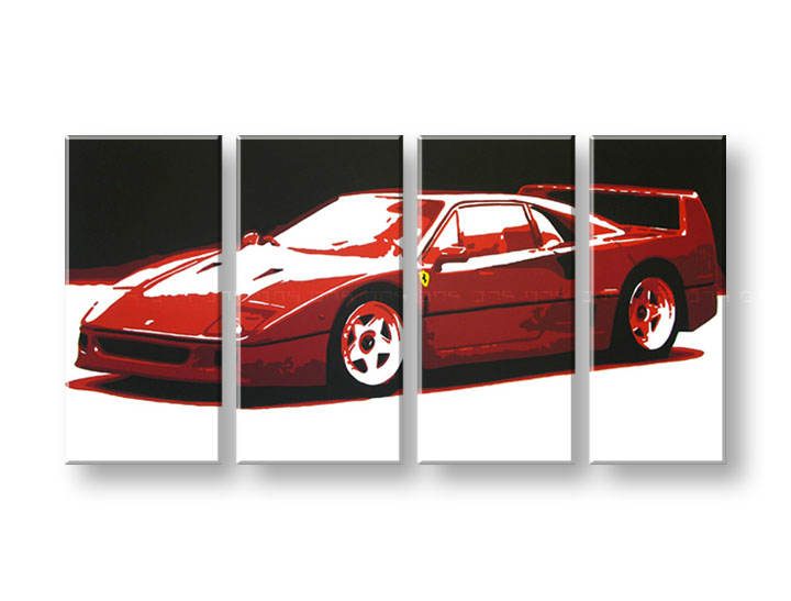Ručno slikane slike na platnu na platnu POP Art FERRARI F40 4-dijelna 
