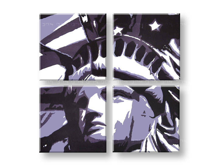 Ručno slikane slike na platnu na platnu POP Art Kip Slobody 4-dijelna 