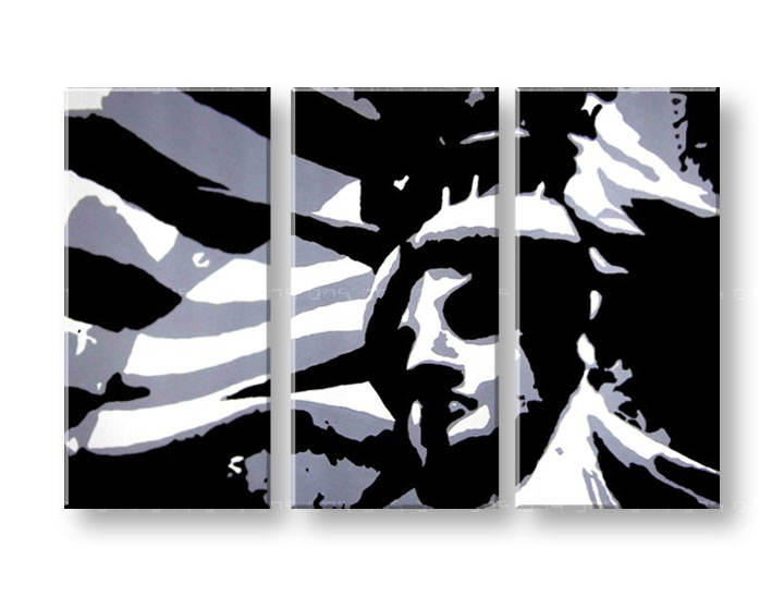Ručno slikane slike na platnu na platnu POP Art Kip Slobody 3-dijelna 