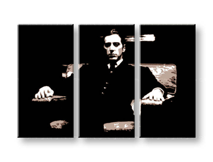 Ručno slikane slike na platnu na platnu POP Art Godfather 3-dijelna 