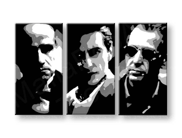 Ručno slikane slike na platnu na platnu POP Art GODFATHER 3-dijelna 