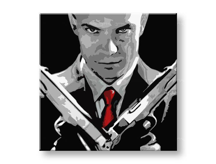 Ručno slikane slike na platnu na platnu POP Art HITMAN 1-dijelna 