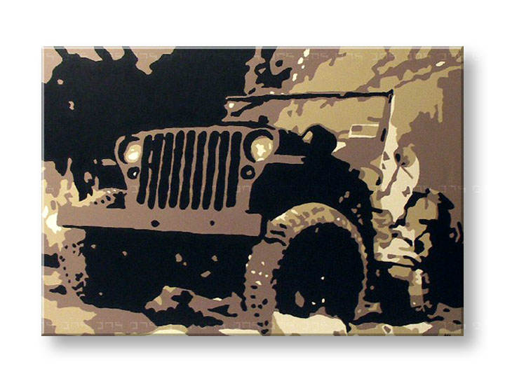 Ručno slikane slike na platnu na platnu POP Art JEEP 1-dijelna 