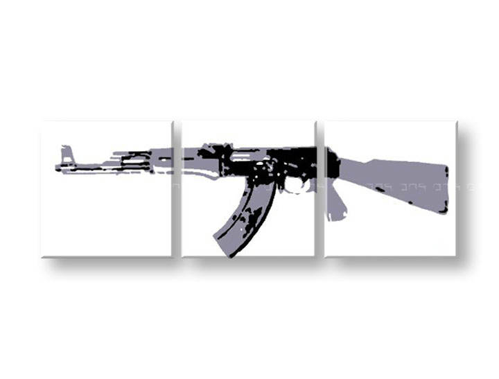 Ručno slikane slike na platnu na platnu POP Art Kalashnikov 3-dijelna 