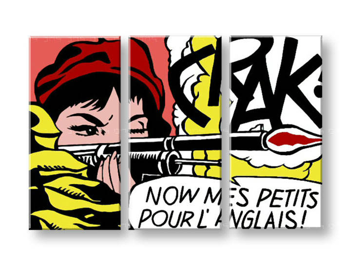 Ručno slikane slike na platnu na platnu POP Art LICHTENSTEIN 3-dijelna 