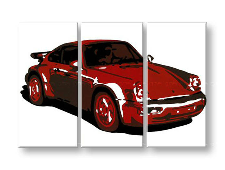 >Na lageru< Ručno slikane slike na platnu POP Art PORSCHE 911 3-delna  por2