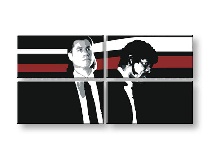 Ručno slikane slike na platnu na platnu POP Art Pulp Fiction 4-dijelna 