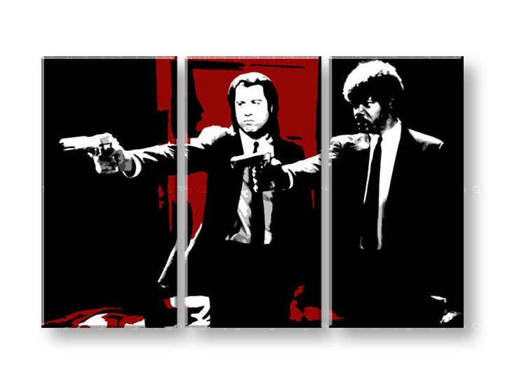 Ručno slikane slike na platnu na platnu POP Art Pulp Fiction 3-dijelna 