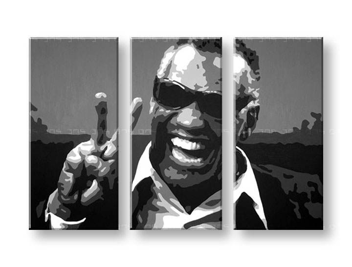 Ručno slikane slike na platnu na platnu POP Art Ray Charles 3-dijelna 