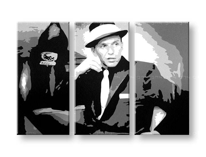 Ručno slikane slike na platnu na platnu POP Art Frank Sinatra 3-dijelna 