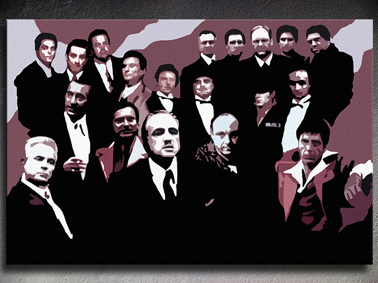 Ručno slikane slike na platnu na platnu POP Art The Mafia Family 1-dijelna
