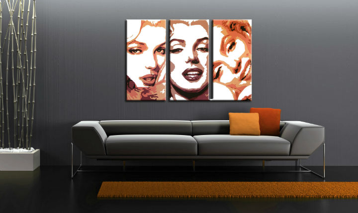 Ručno slikane slike na platnu na platnu POP Art Marilyn Monroe 3-dijelna