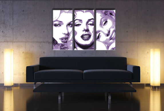 Ručno slikane slike na platnu na platnu POP Art Marilyn MONROE 3-dijelna